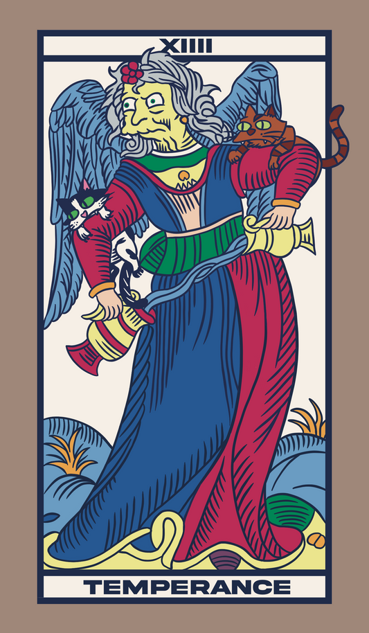 TAROT DE MARSEILLE - TEMPERANCE x CRAZY CAT LADY